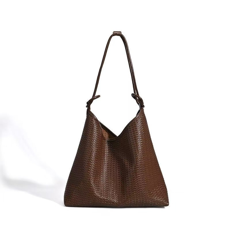 Vintage Brown Woven Tote Bag