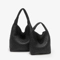 Black Hand Woven Hobo Tote Bag